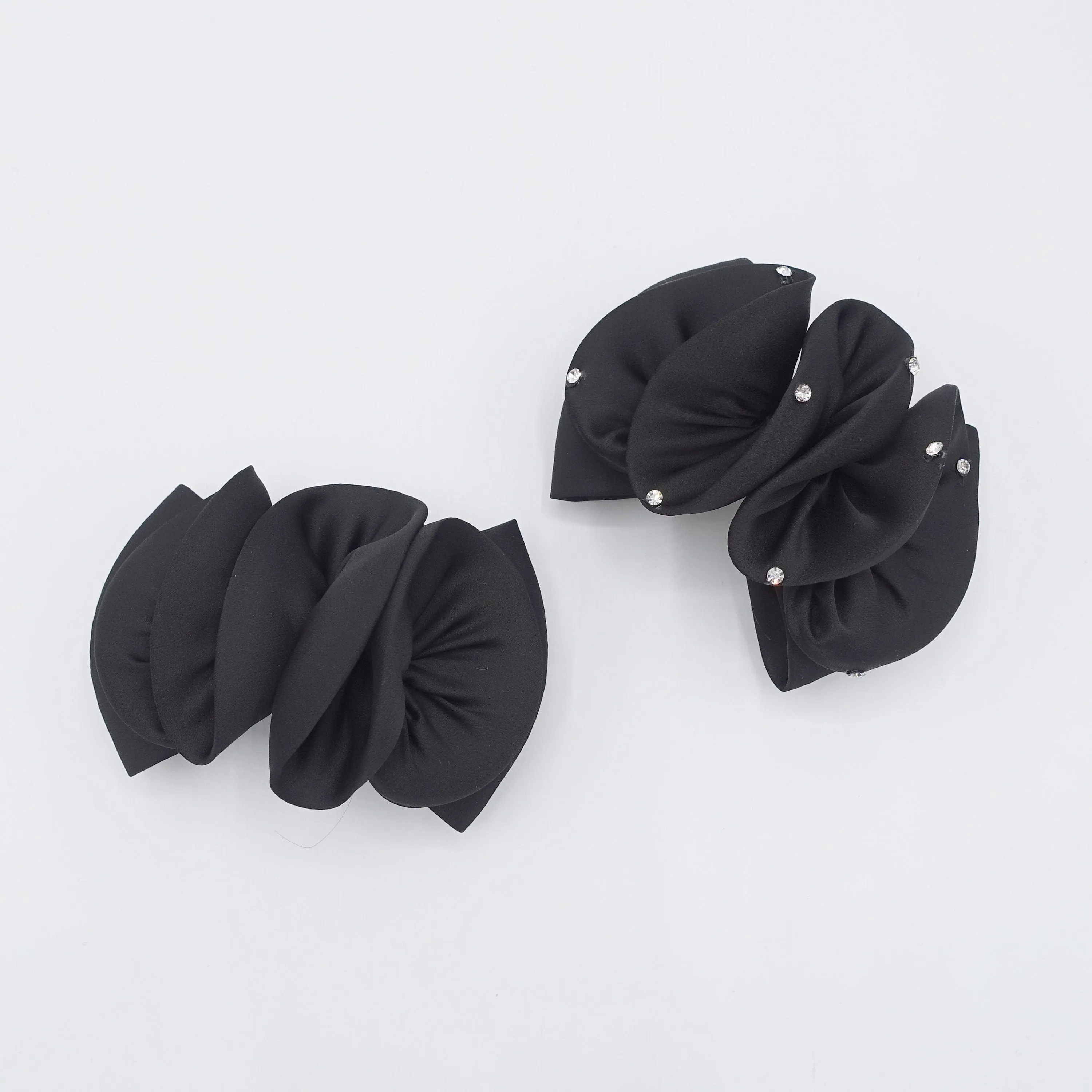 black satin wave hair bow for women