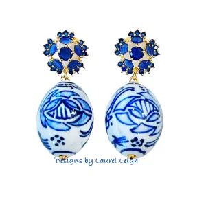 Blue Sapphire Chinoiserie Drop Earrings