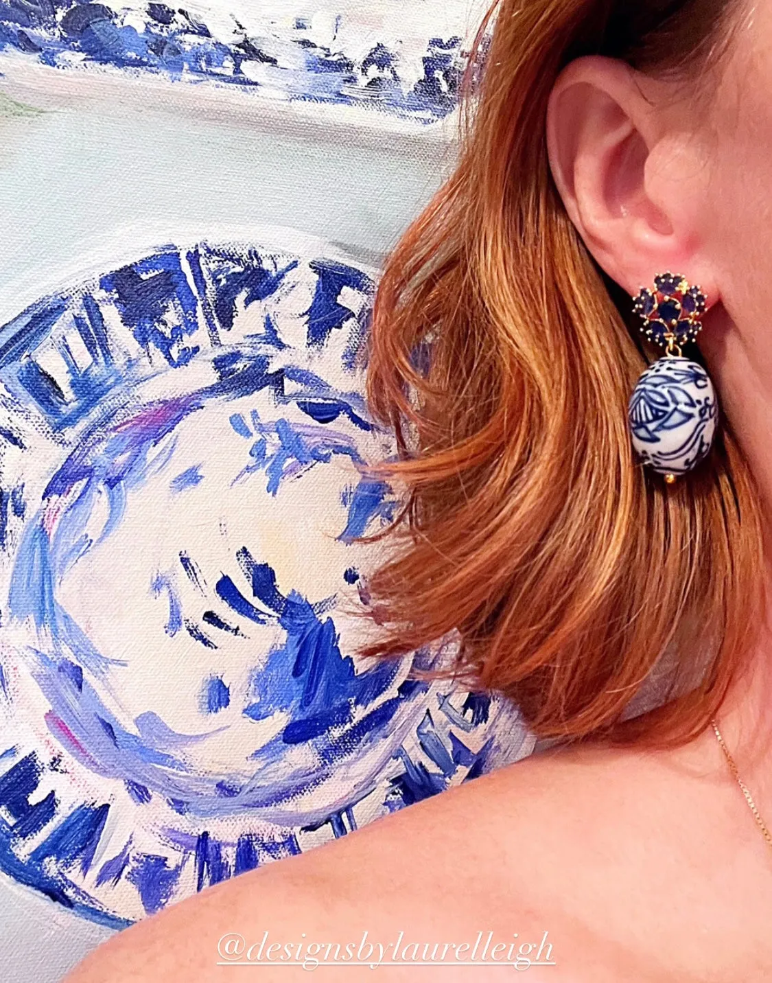 Blue Sapphire Chinoiserie Drop Earrings