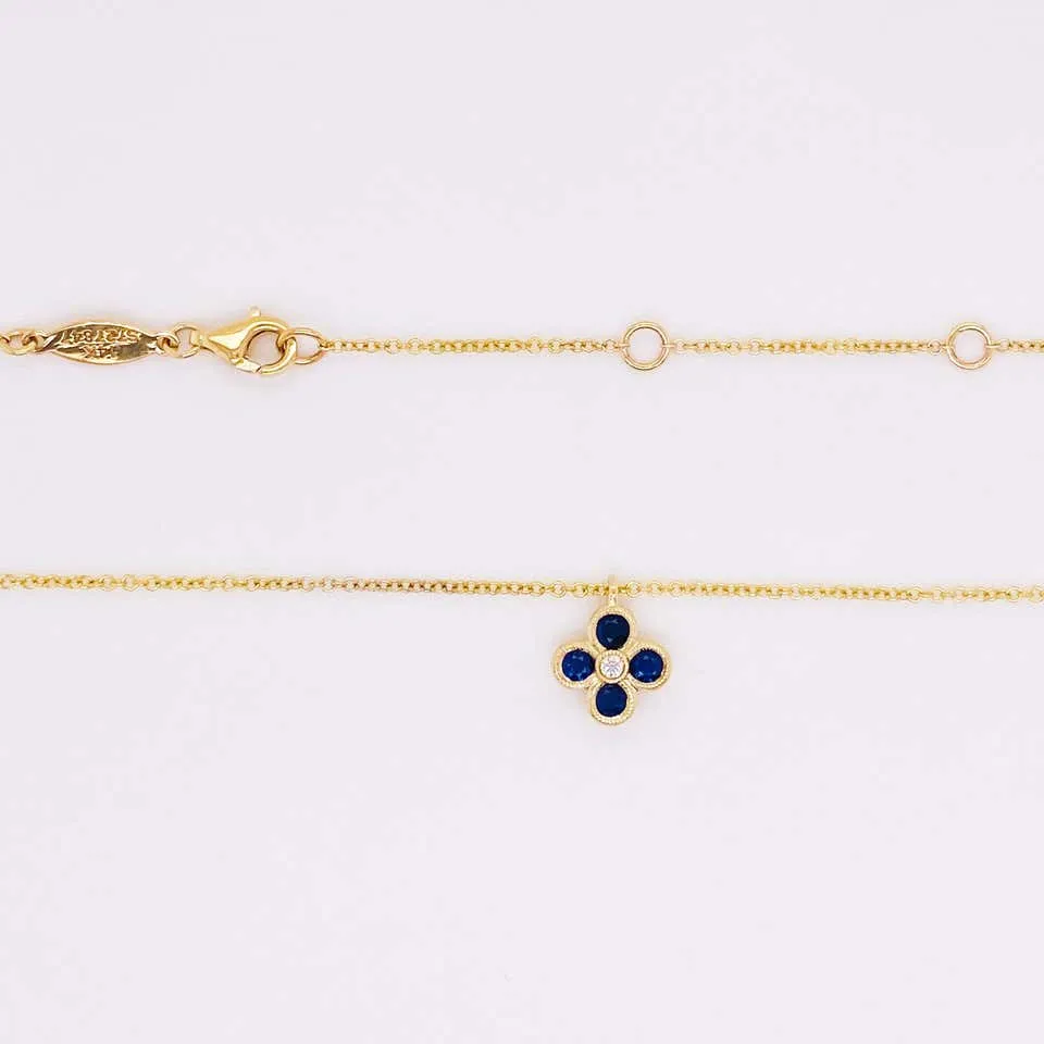 Blue Sapphire Clover Necklace