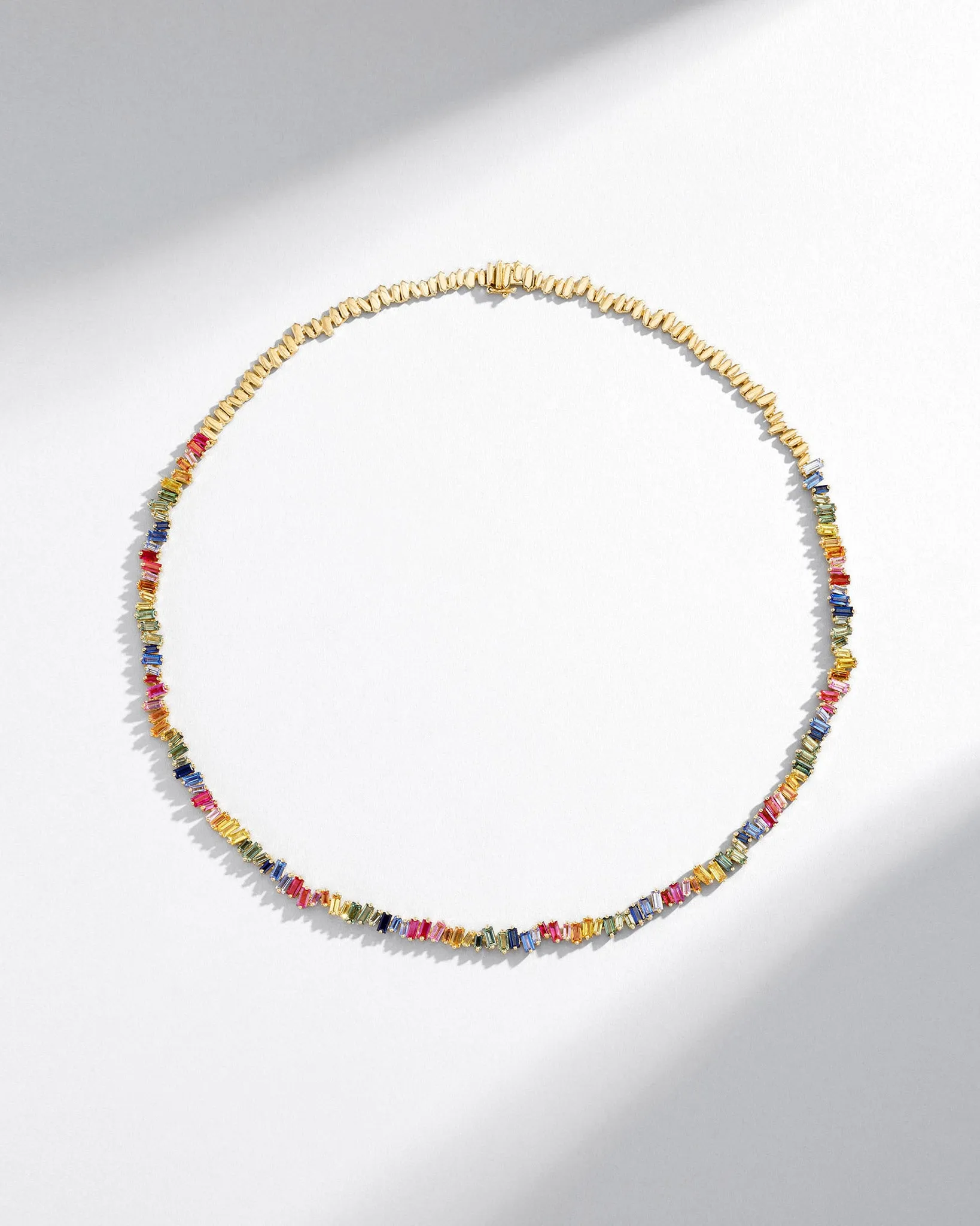 Bold Rainbow Sapphire Tennis Necklace