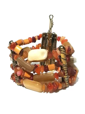 Bracelet Carnelian Agate Horn And Bronze