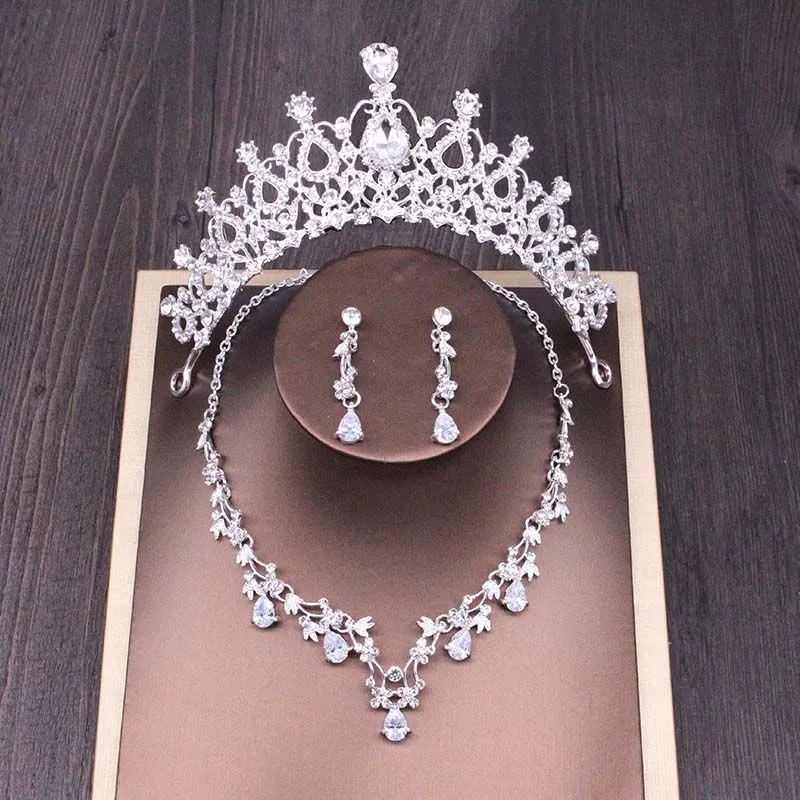 Bridal Rhinestone Crown & Necklace Set - Luxurious Wedding Accessory, Bridal Rhinestone Crown, Wedding Necklace Set, Sparkling Bridal Set