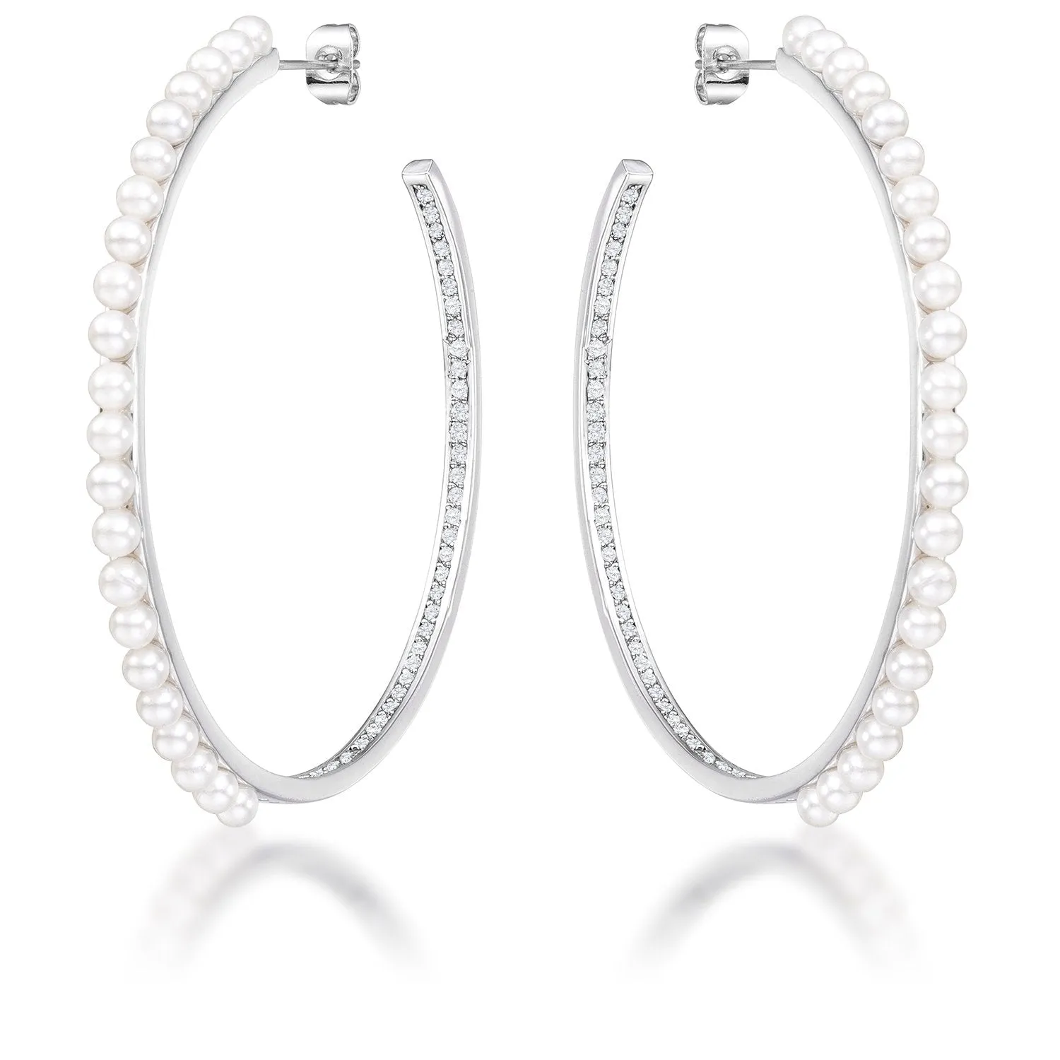 Brook Inside Out CZ and Pearl Hoops