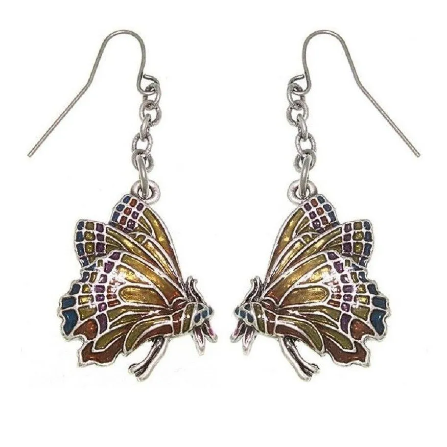 Butterfly Earrings - Monarch Butterfly Pewter Dangle Earrings By Jody Bergsma Fairy Artist