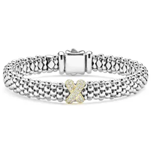 Caviar Lux Single Station X Two Tone Diamond Bracelet