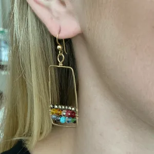 Colorful Boho Square Hoop Earrings