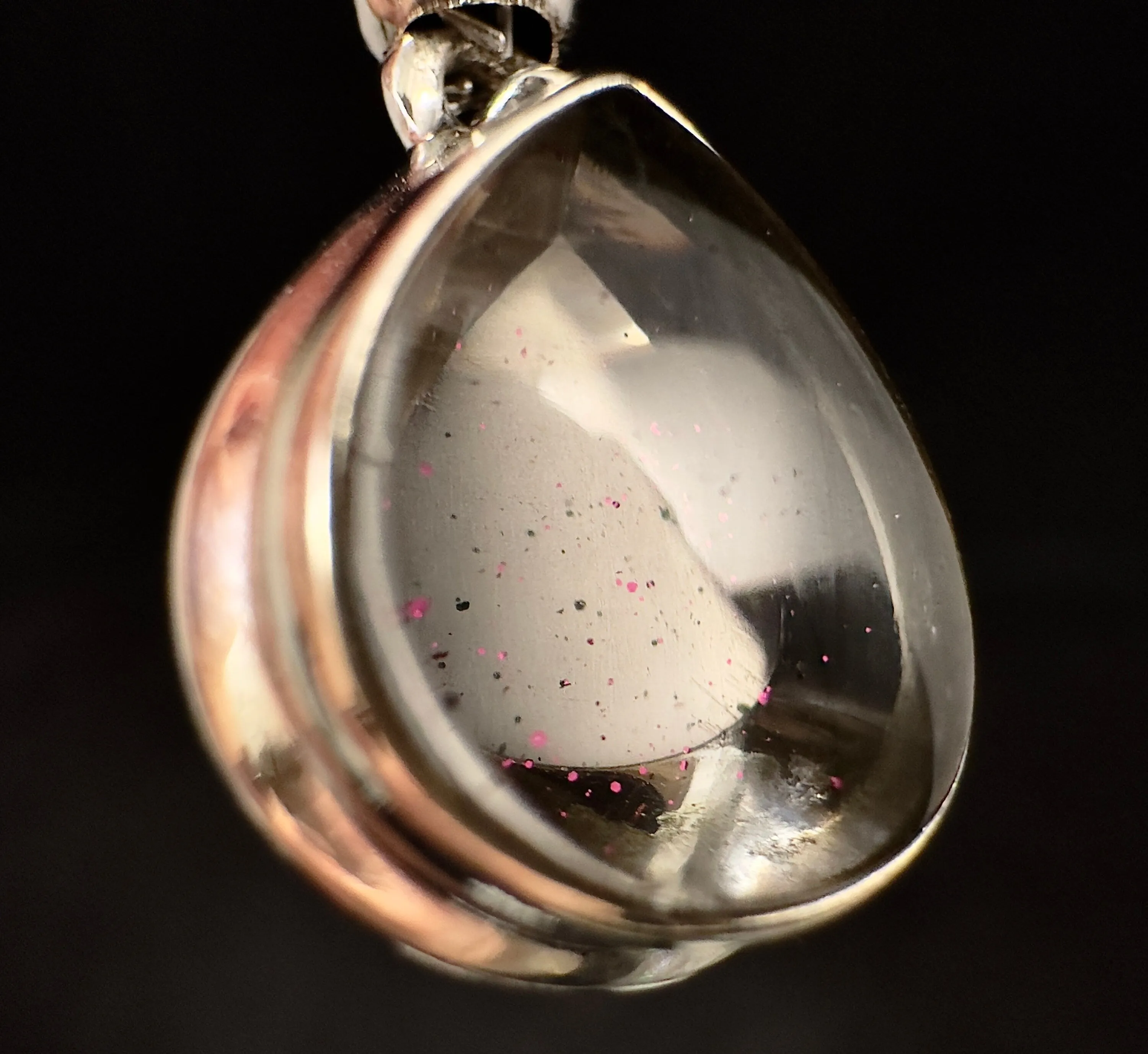 COVELLITE Pink Fire Quartz Crystal Pendant - Handmade Jewelry, Healing Crystals and Stones, 53340