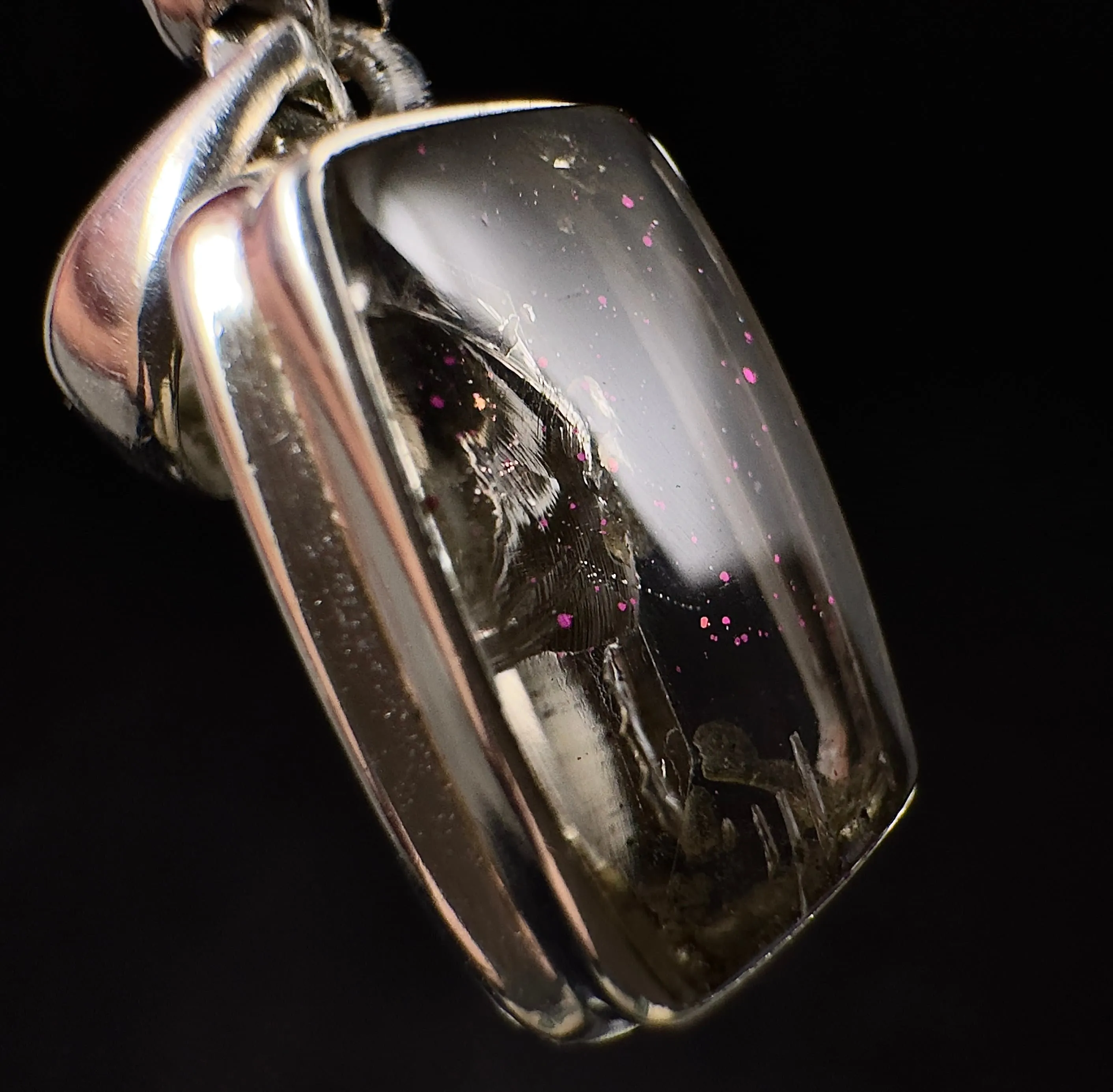 COVELLITE Pink Fire Quartz Crystal Pendant - Handmade Jewelry, Healing Crystals and Stones, 53344