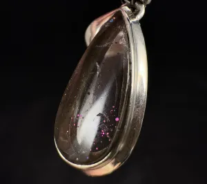 COVELLITE Pink Fire Quartz Crystal Pendant - Handmade Jewelry, Healing Crystals and Stones, 53355