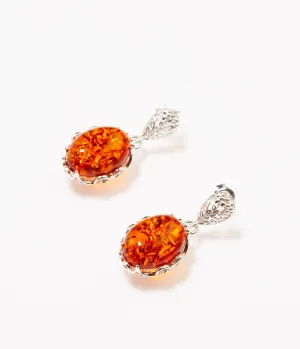 Demi Amber Drop Earrings - Exquisite Baltic Amber & Sterling Silver Jewelry for Sophisticated Elegance