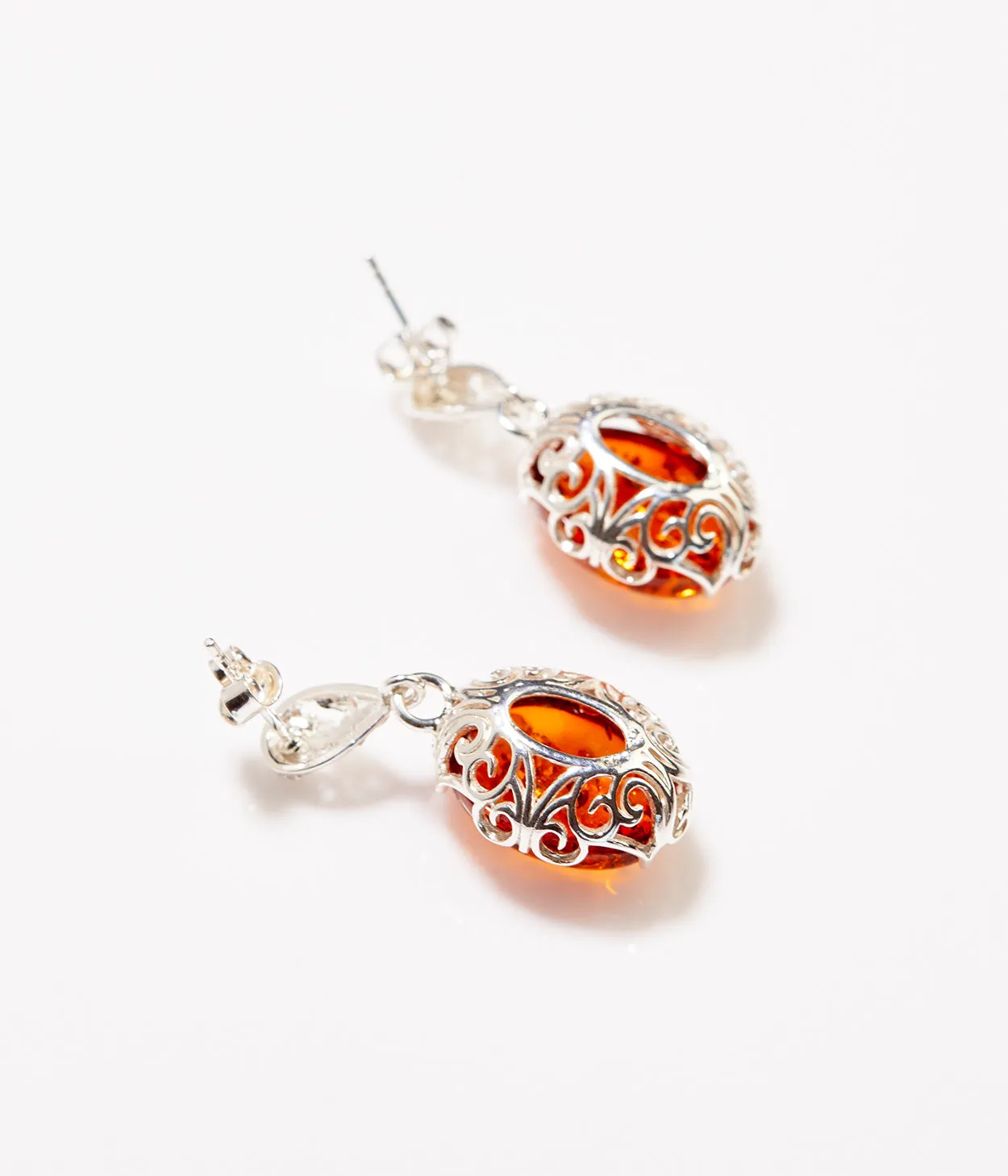 Demi Amber Drop Earrings - Exquisite Baltic Amber & Sterling Silver Jewelry for Sophisticated Elegance