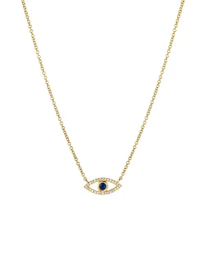 Diamond & Sapphire Evil Eye Necklace