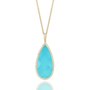 Doves Turquoise Teardrop Necklace