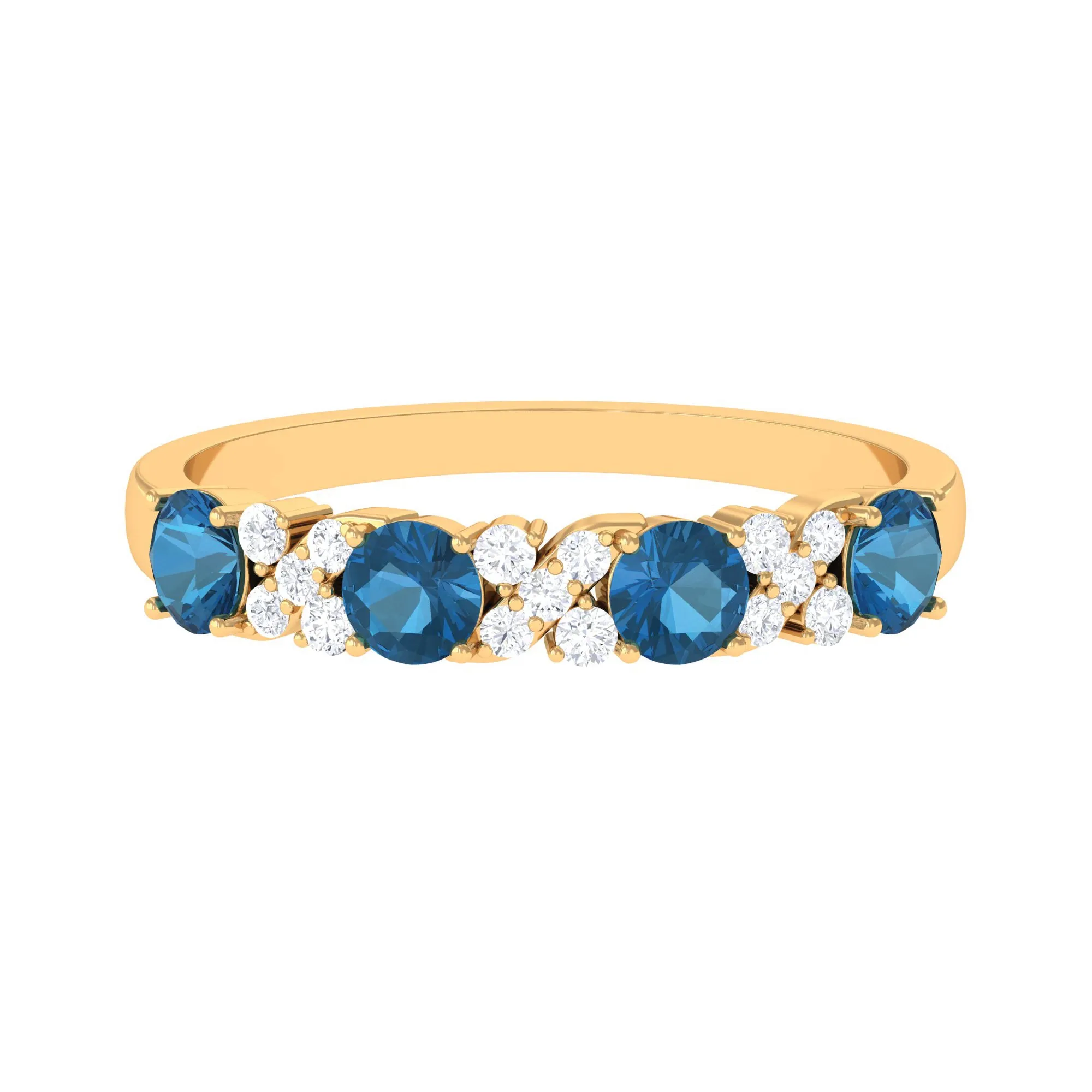 Elegant London Blue Topaz and Diamond Half Eternity Band Ring