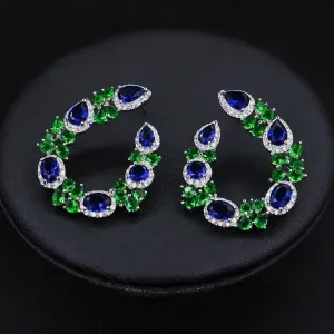 fashion green cubic zircon flower bridal wedding jewellry