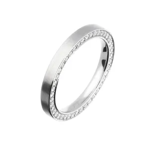 Flat profile platinum band with side set diamonds 0.38ct