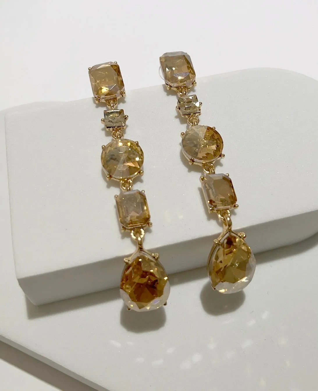 Glam & Stones Amber Gold Drop Earrings