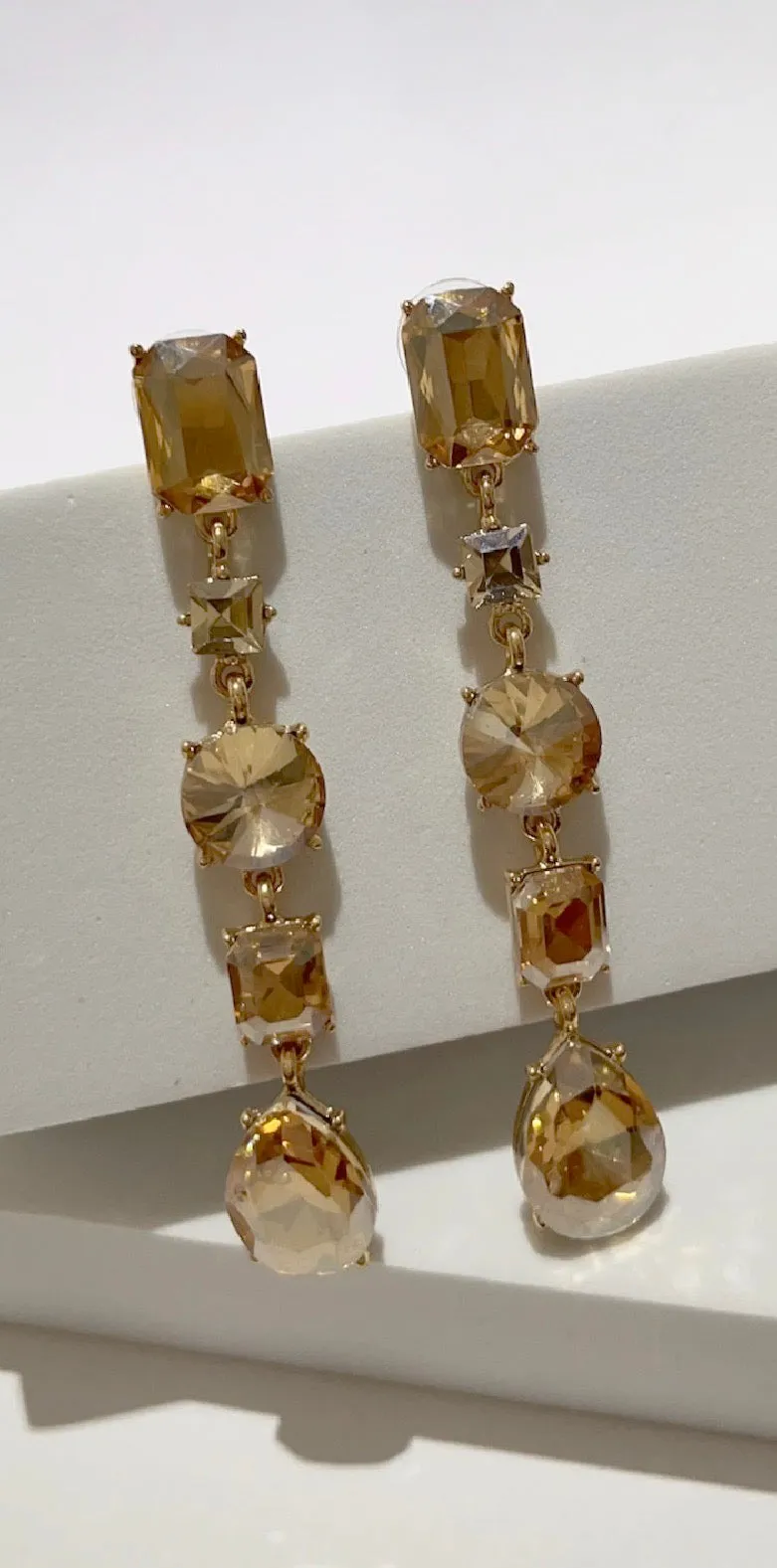 Glam & Stones Amber Gold Drop Earrings