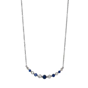 Graduated Sapphire & Diamond 14K White Gold Necklace