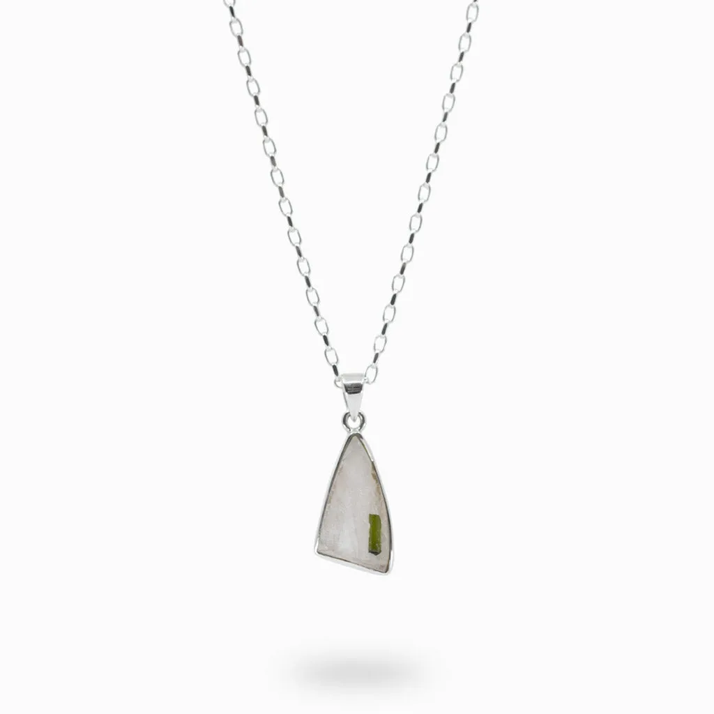 Green Tourmaline in Quartz Necklace