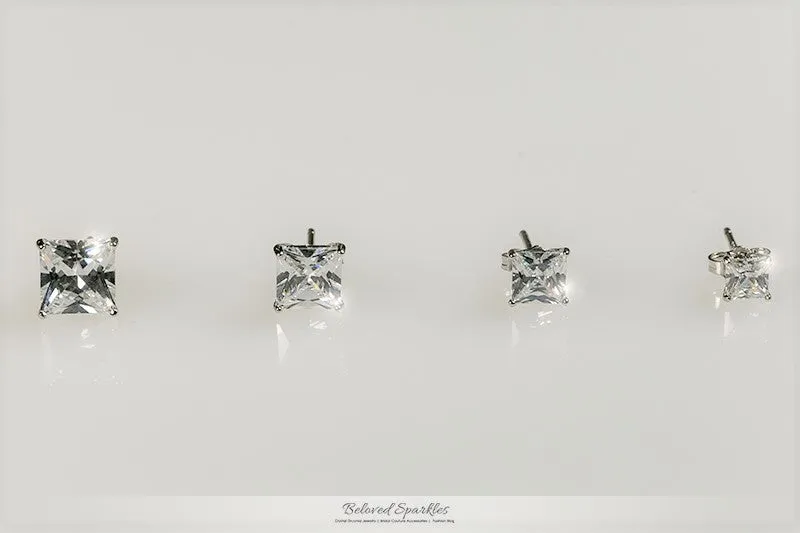 Halsey Princess Cut Gold Stud Earrings – 6mm  | 1.25ct | Sterling Silver