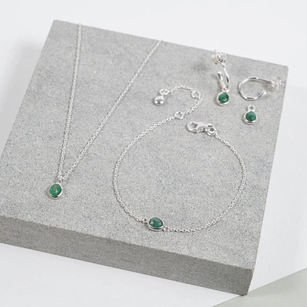 Hampton Emerald & Silver Interchangeable Gemstone Earrings