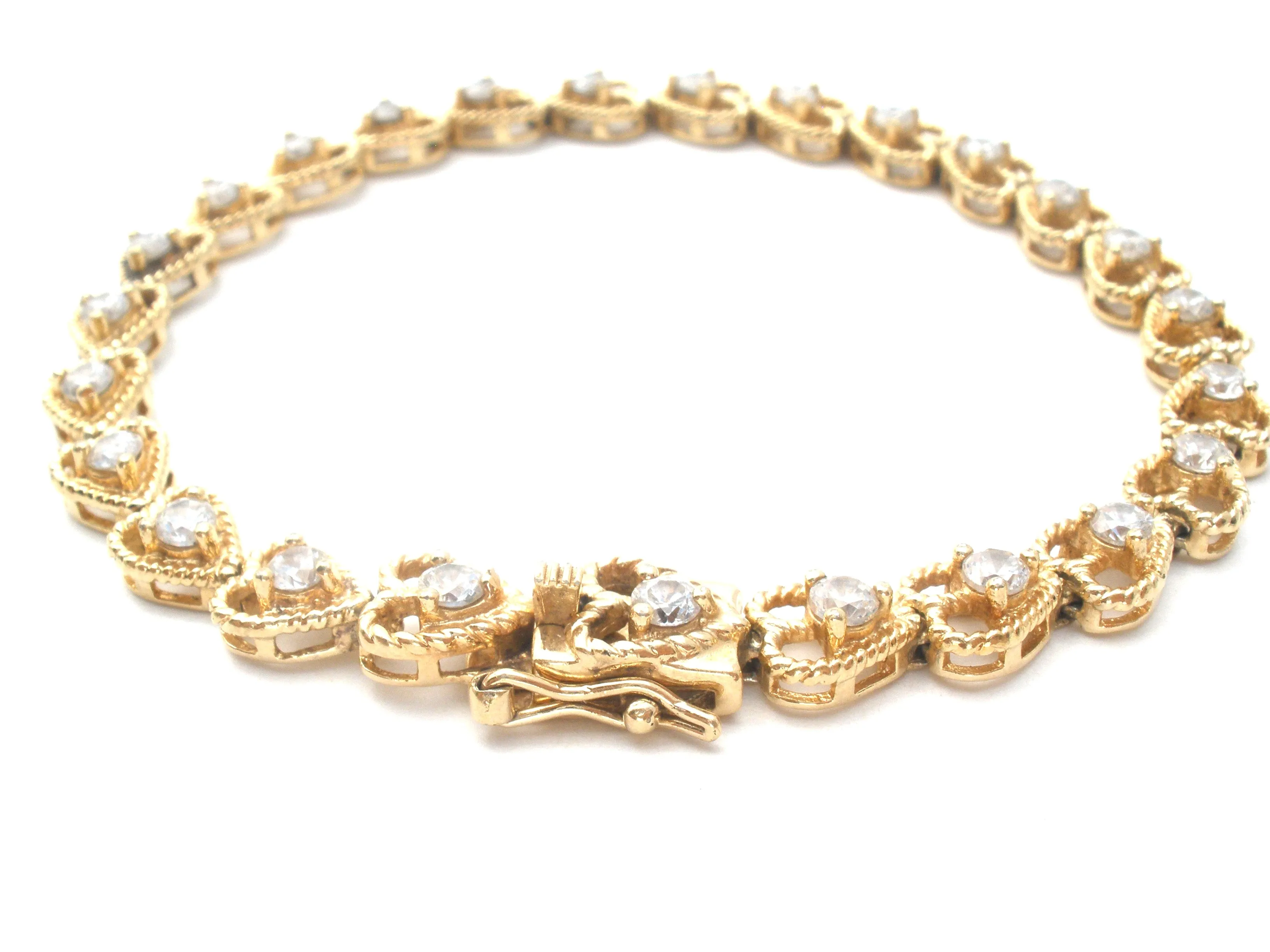 Heart CZ Tennis Bracelet Vermeil 925 Ross Simons