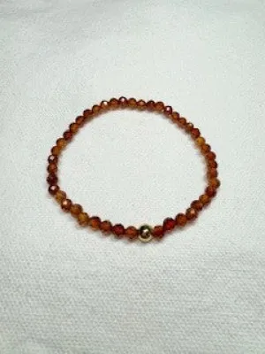 Hessonite Garnet Faceted Bracelet with Gold Filled Bead