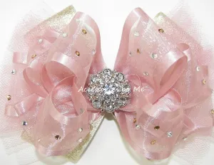 High Glitz Blush Pink Gold Dust Tutu Hair Bow