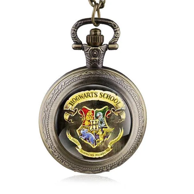 Hogwarts Dracodormiens Nunquam Titillandus Quartz Pocket Watch Mens Analog Pendant Necklace Gift