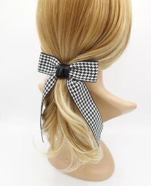 houndstooth longtail hair bow check basic hair barrette for women