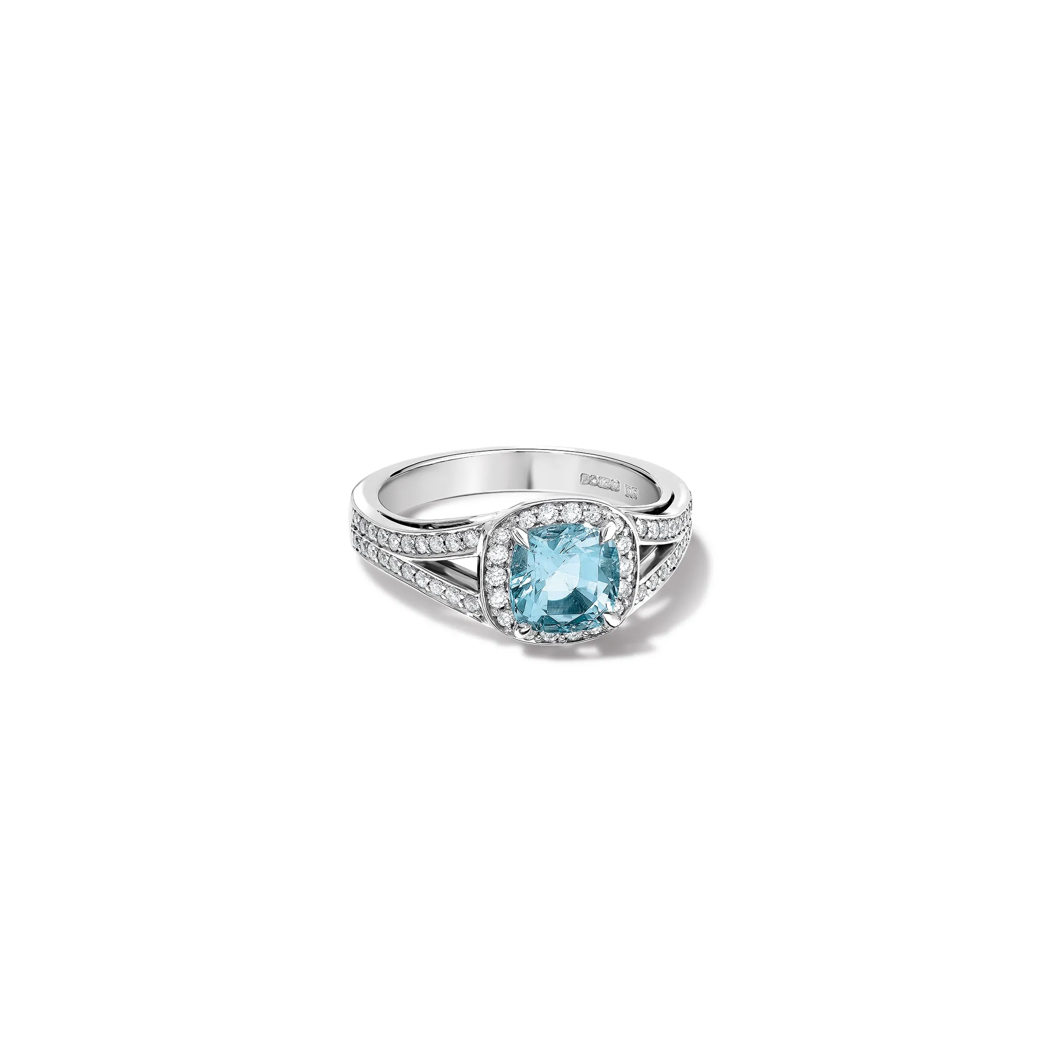 Iola Ring 18ct White Gold - Aquamarine & Diamond