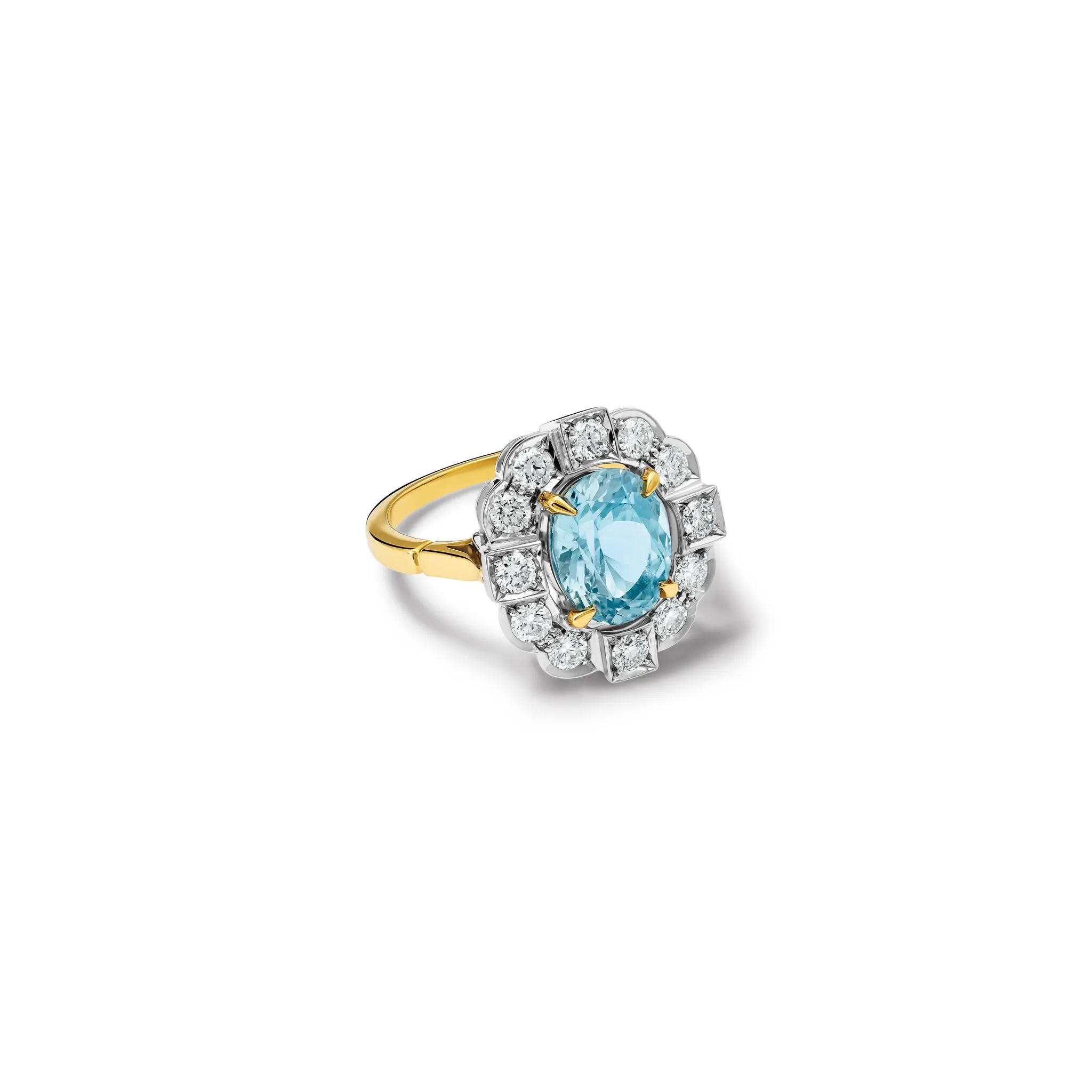 Katterina Ring 18ct Yellow & White Gold - Aquamarine & Diamond