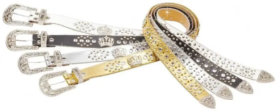 Leather Jeweled Crown Belt