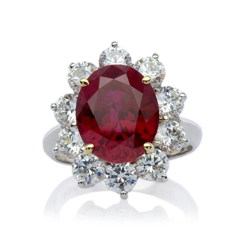 Lisa Oval Flower Ruby Cocktail Ring 9K White Gold