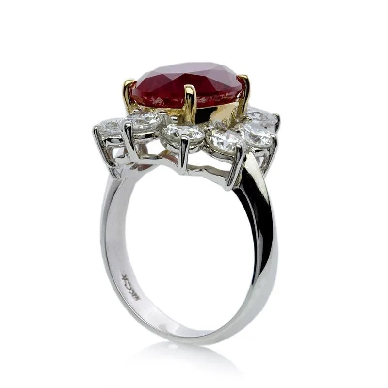 Lisa Oval Flower Ruby Cocktail Ring 9K White Gold