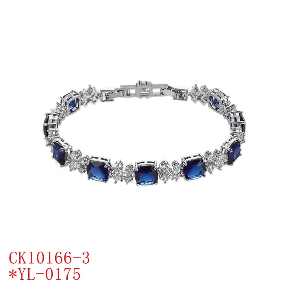 Luxurious Cubic Zircon Red Green Blue Austrian Crystal Flower Bracelets Chains Popular Jewelry for Women Gift CK10166