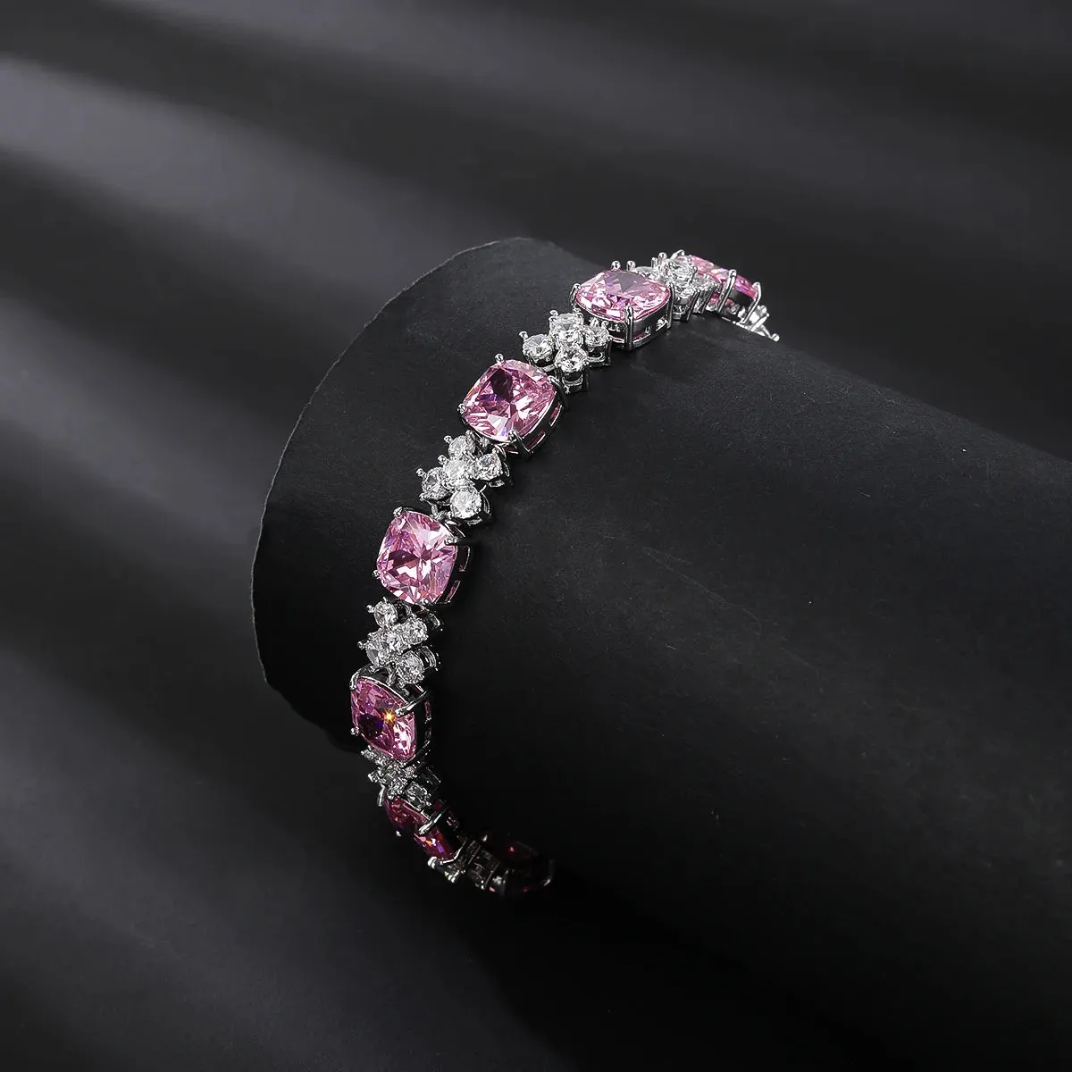 Luxurious Cubic Zircon Red Green Blue Austrian Crystal Flower Bracelets Chains Popular Jewelry for Women Gift CK10166