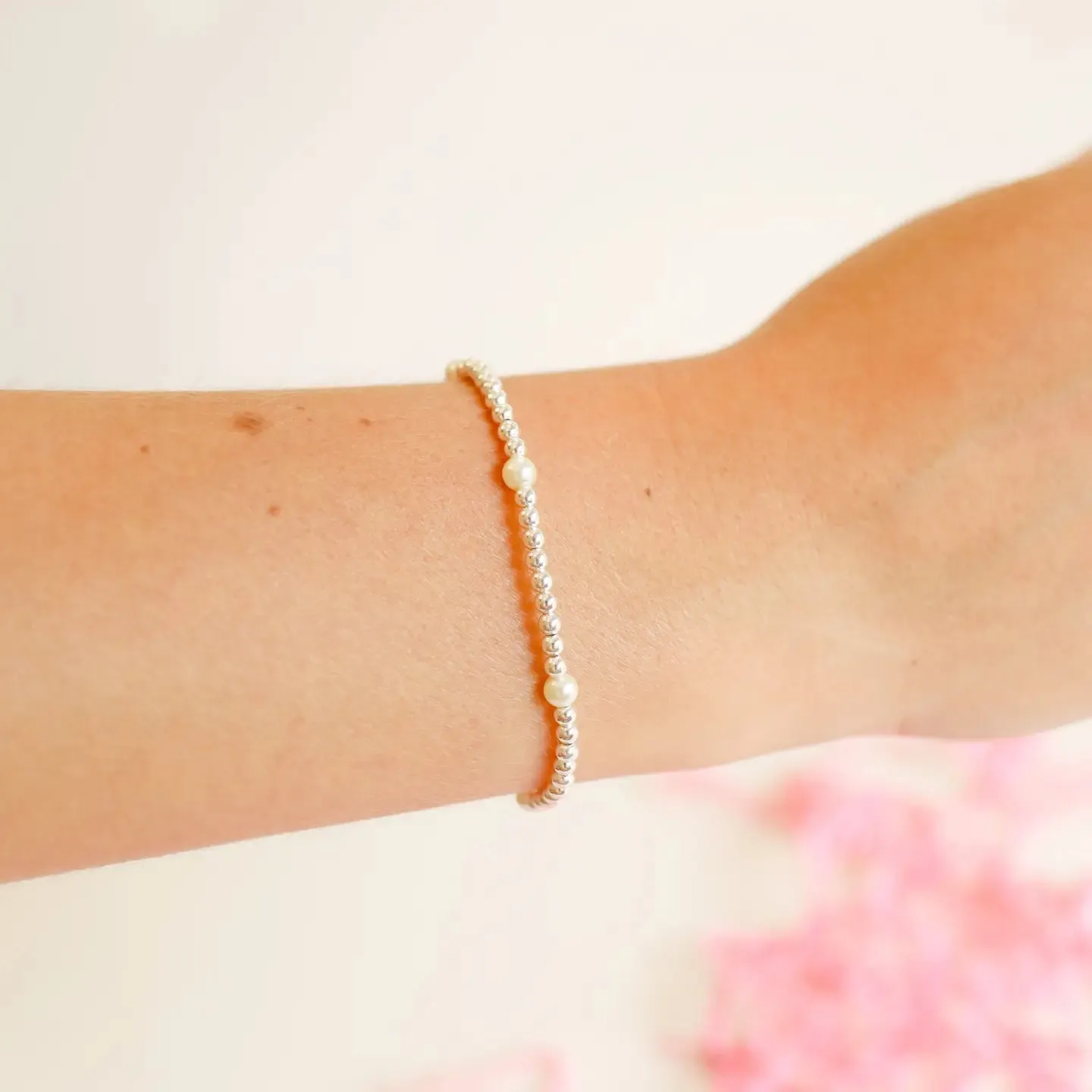 Madi Pearl Beaded Bracelet in Silver