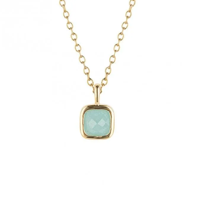 March Birthstone Aqua Quartz Gold Plated Silver Necklace N4508