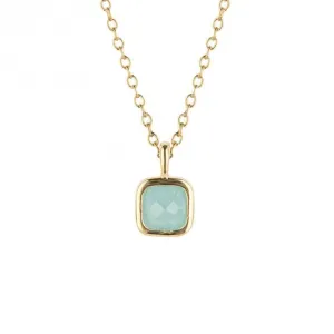 March Birthstone Aqua Quartz Gold Plated Silver Necklace N4508