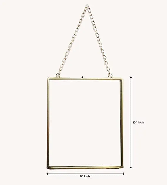 Maverics Mirror Photo Frame with Four sides Brass Frames for Decor Your Wall & for Hanging. (10 x 8 inches)