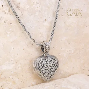 Mediterranean Heart Silver Locket (Large)