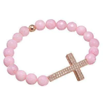 Micro Paved Beaded Cross Bracelet