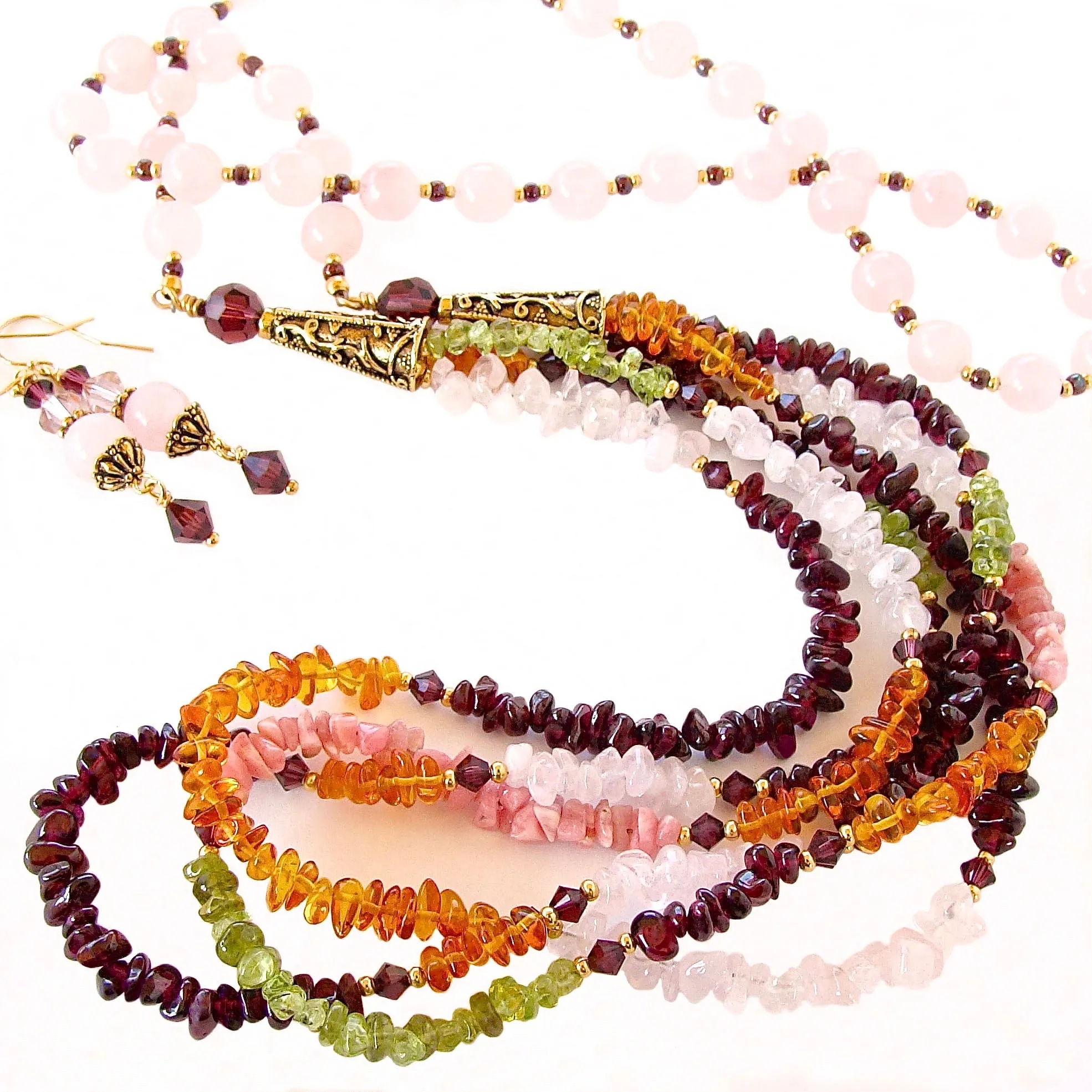 Mirabelle: Garnet and Peridot Necklace Set