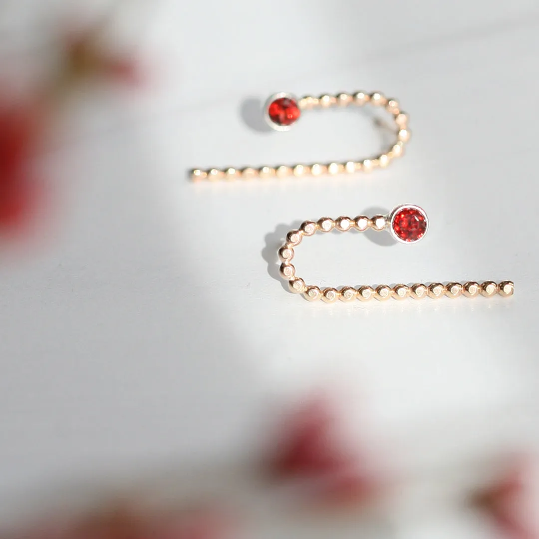 Modern Asymmetric 14k Gold-filled Earring Studs with Gemstones - CANDY CANE