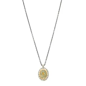 Montana Sapphire Two Tone Gold & Silver Necklace - "Chameleon"