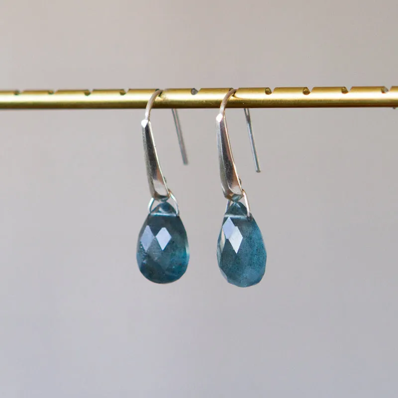 Moss Aquamarine Fragment Gemstone Drops in Sterling Silver