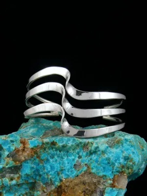 Navajo Sterling Silver Triple Wave Cuff Bracelet